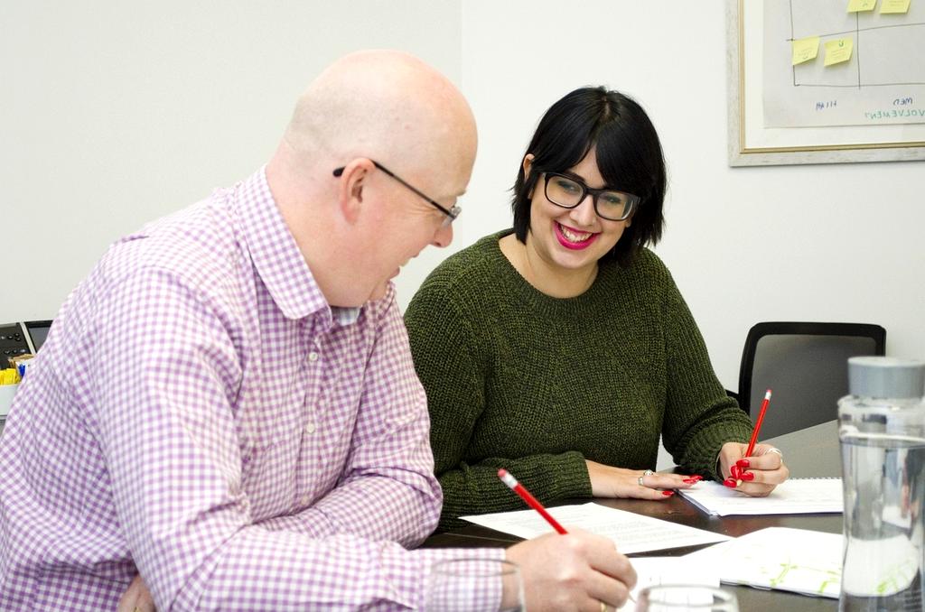 Team collaborating in a modern office environment